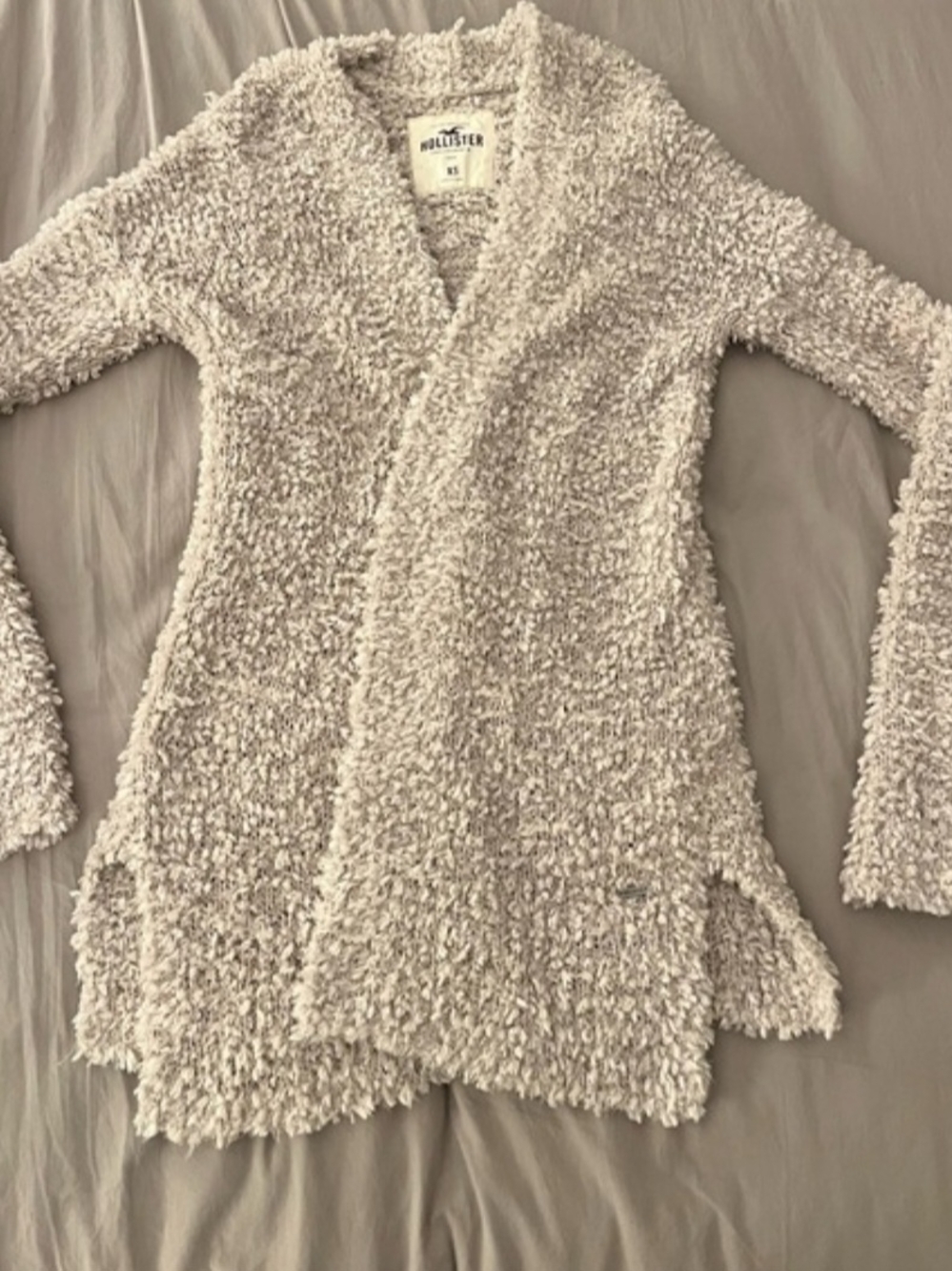 Hollister Beige Bouclé Open-Front Cardigan - Picture 3 of 4